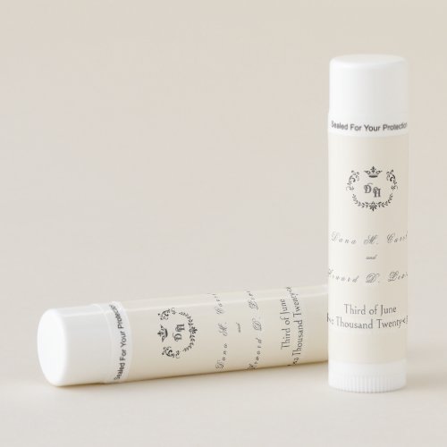 Crown Initial Wedding Favour Lip Balm