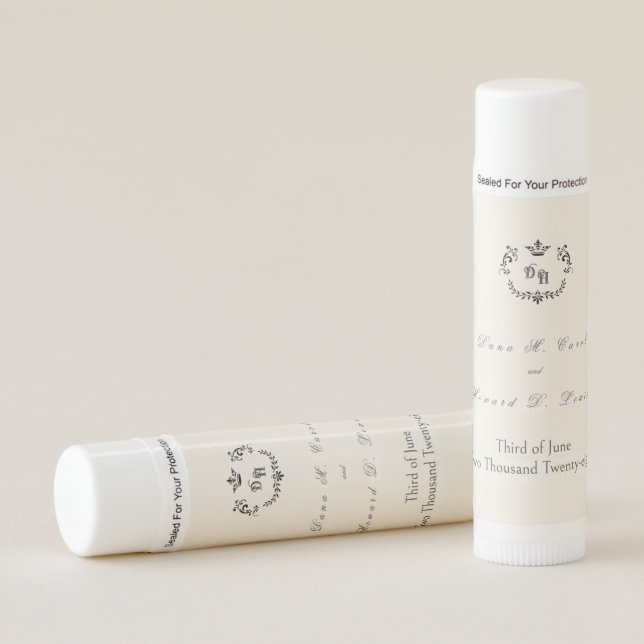 Crown Initial Wedding Favour Lip Balm (Front)