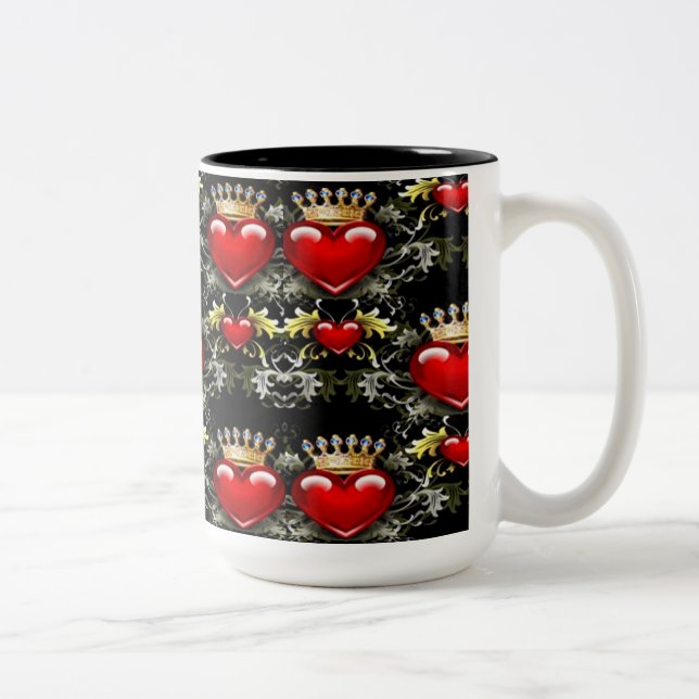 Crown Jewel Hearts Pattern Coffee Mug (Right)