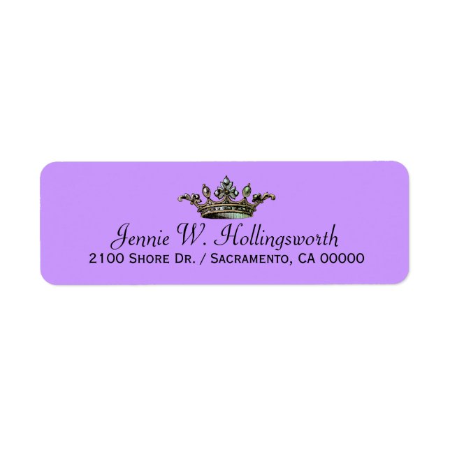 Crown Lavender Girly Return Address Label (Front)