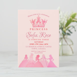Crown Little Princess Birthday Party Invitation