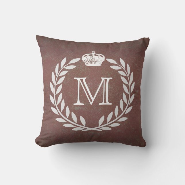 Crown Monogram Throw Pillow (Front)