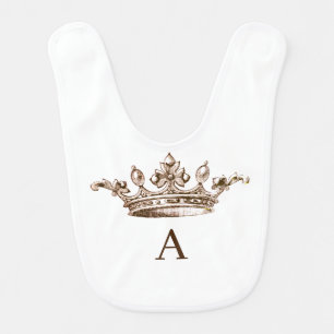 Crown, monogrammed baby bib