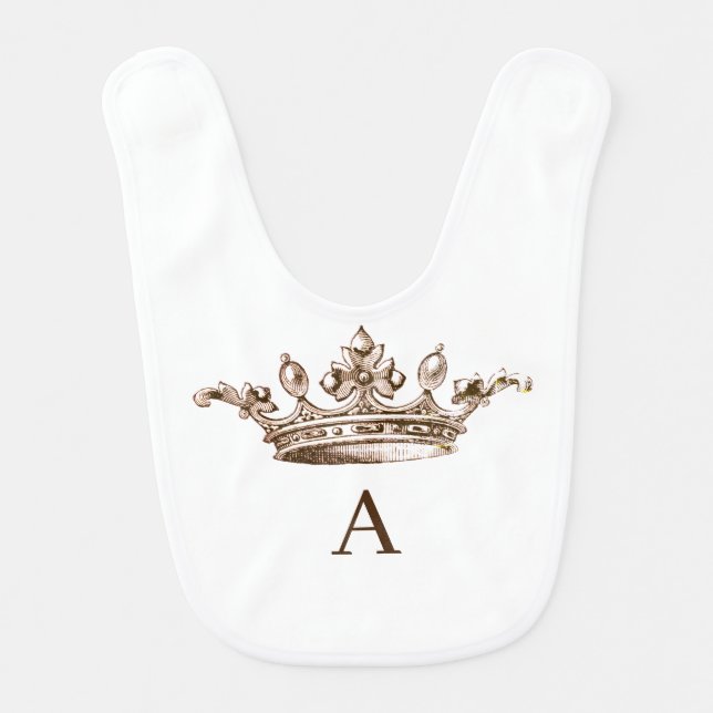 Crown, monogrammed baby bib (Front)