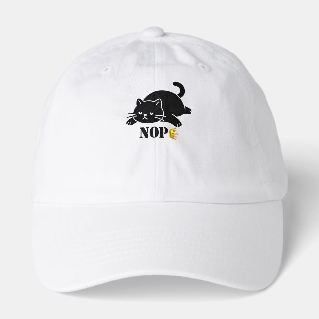 Crown NOPE Black Cat Funny for Cat Lovers Hat (Front)