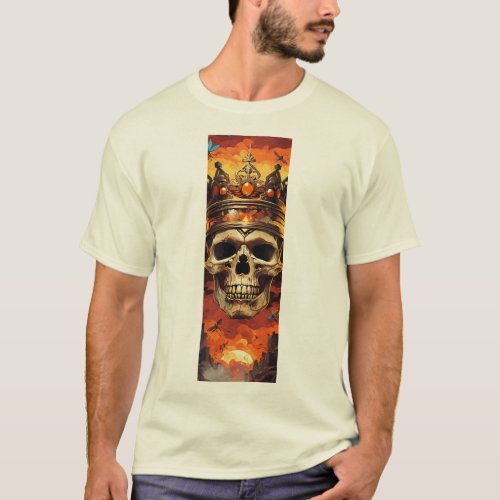 Crown of Fury Cubist Skull and Dragonflies T_Shi T_Shirt