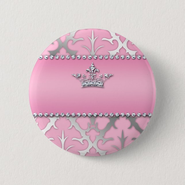 Crown of Glory Damask Diamond Gifts Pinback Button (Front)