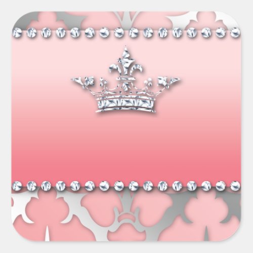 Crown of Glory Damask Diamond Gifts Square Sticker