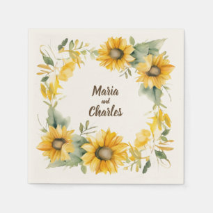 Crown of Sunflowers: Personalized Wedding Napkins