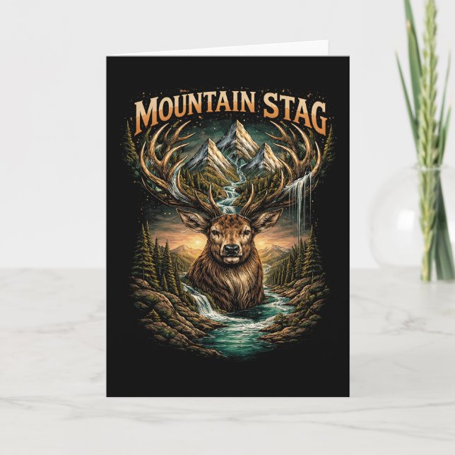 Crown of the Mountain Stag Holiday Card (Front)