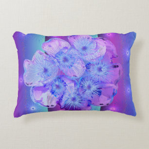 Crown of Thorns Digital Design Pink, Teal & Blue Accent Pillow