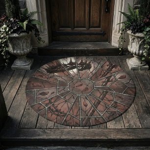 Crown of Thorns Gothic Stained Glass Outdoor Rug