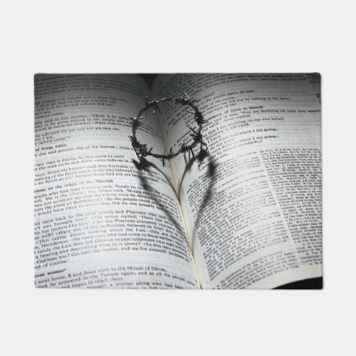 Crown of Thorns Heart and Bible Doormat