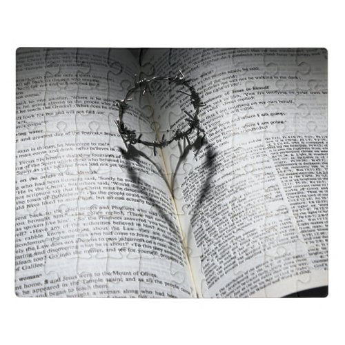 Crown of Thorns Heart and Bible Jigsaw Puzzle
