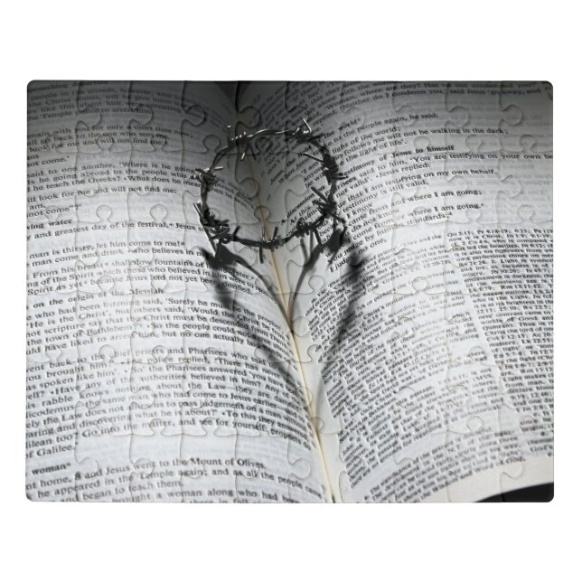Crown of Thorns Heart and Bible Jigsaw Puzzle (Puzzle Horizontal)