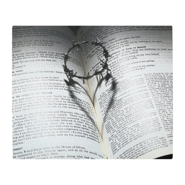 Crown of Thorns Heart and Bible Metal Print (Front)