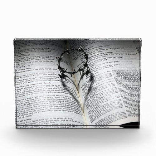 Crown of Thorns Heart and Bible Photo Block