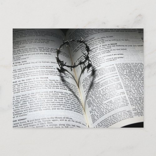Crown of Thorns Heart and Bible Postcard