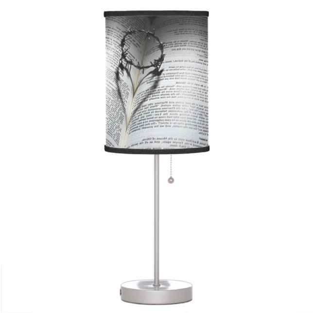 Crown of Thorns Heart and Bible Table Lamp (Left)