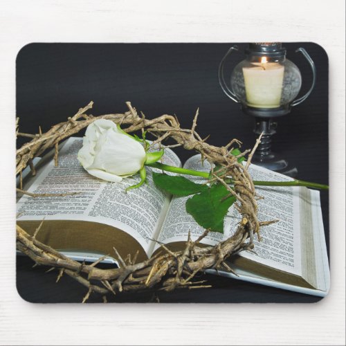 Crown of Thorns on Bible Mouse Pad