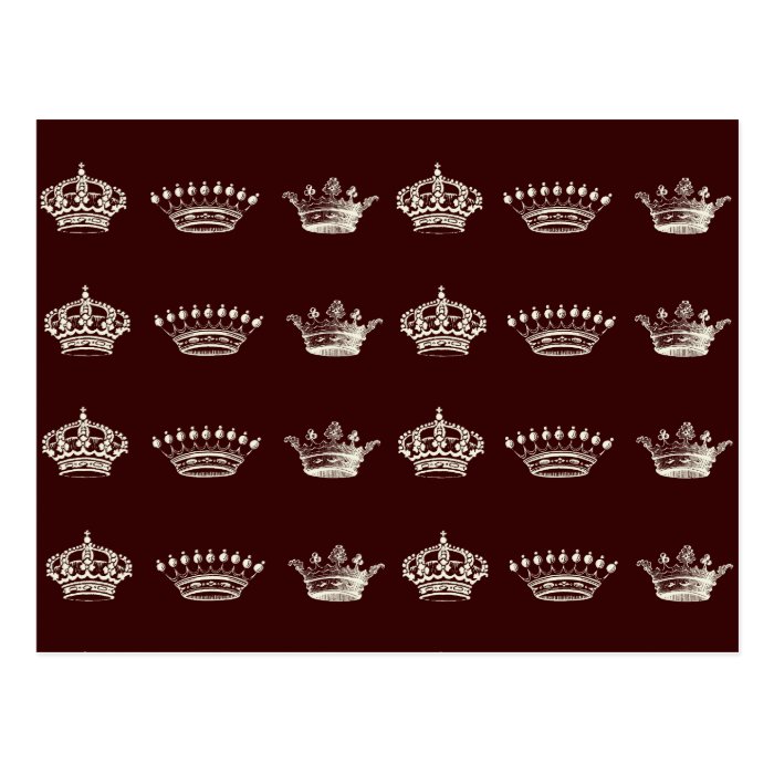 Crown Pattern in White Postcards