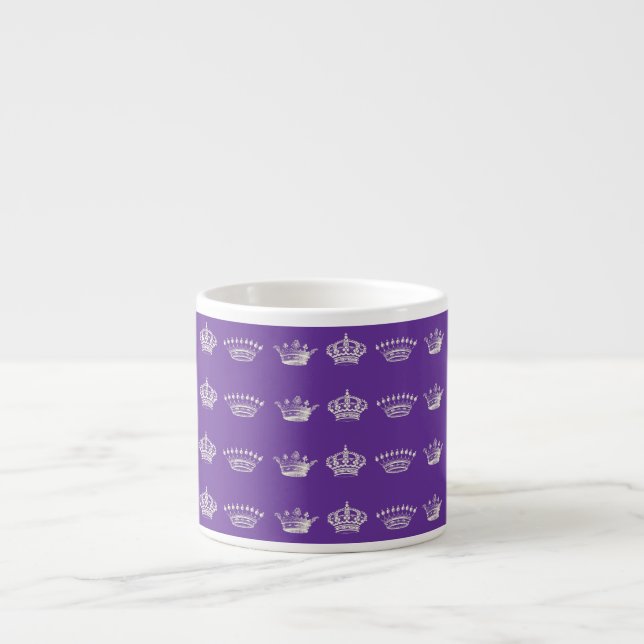 Crown Pattern White Espresso Cup (Front)