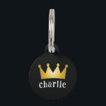 crown pet ID tag<br><div class="desc">Elevate your pet’s style to nobility with our Sovereign Crown Pet ID Tag. Crafted with a dignified black surface that sets the stage for a stately golden crown, this tag adds a touch of grandeur to your pet’s collar. The gleaming crown sits atop their name, displayed in an elegant white...</div>