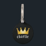 crown pet ID tag<br><div class="desc">Elevate your pet’s style to nobility with our Sovereign Crown Pet ID Tag. Crafted with a dignified black surface that sets the stage for a stately golden crown, this tag adds a touch of grandeur to your pet’s collar. The gleaming crown sits atop their name, displayed in an elegant white...</div>