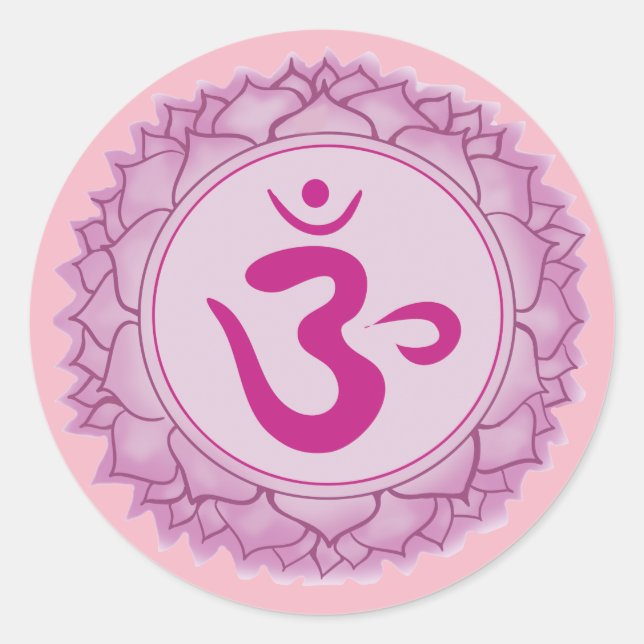 Crown Pink chakra Classic Round Sticker, Glossy Classic Round Sticker (Front)