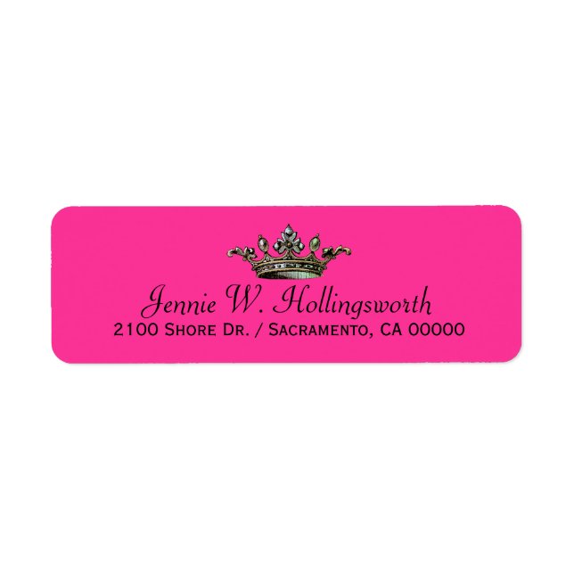 Crown Pink Girly Return Address Label (Front)