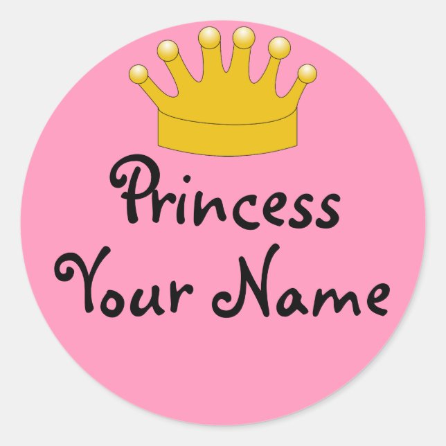 Crown Pink Princess Your Name Stickers Personalize (Front)