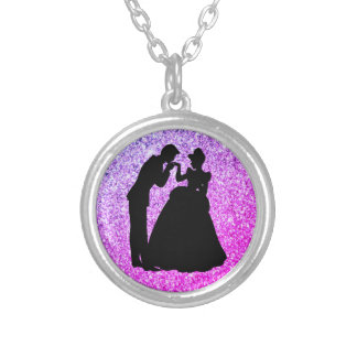 crown prince and princess silver plated necklace