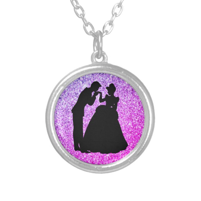 crown prince and princess silver plated necklace (Front)