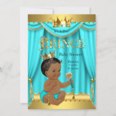 Crown Prince Baby Shower Gold Aqua Teal Ethnic Invitation (Front)