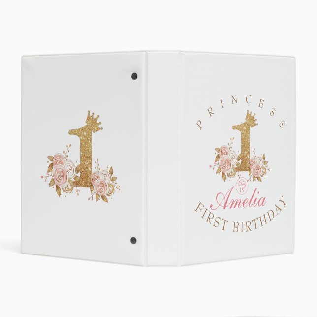 Crown Princess 1st Birthday Party Mini Binder (Background)