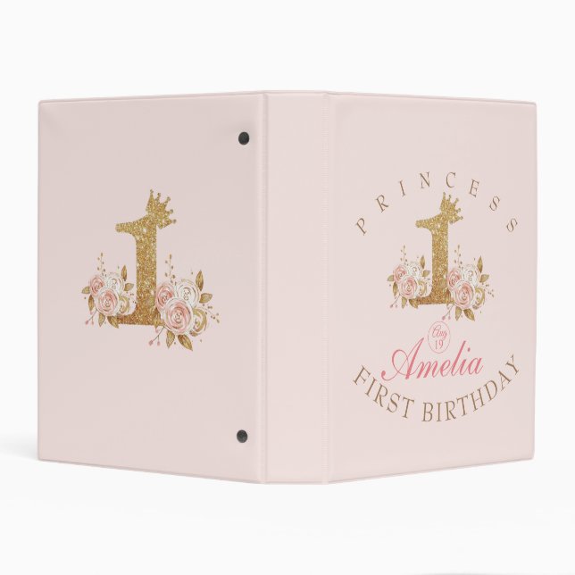  Crown Princess 1st Birthday Party Mini Binder (Background)