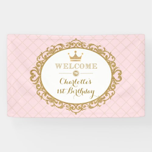Crown Princess Birthday Party Pink Royal Welcome Banner