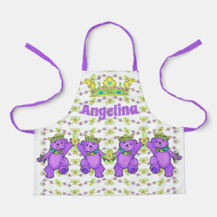 Crown Princess Purple Bears Apron