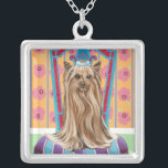 Crown Princess Yorkie Silver Plated Necklace<br><div class="desc">Animals</div>