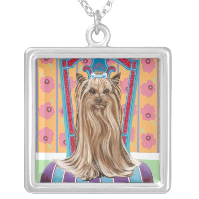 Crown Princess Yorkie Silver Plated Necklace (Front)