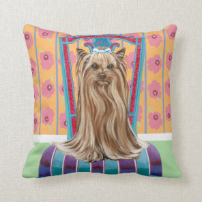 Crown Princess Yorkie Throw Pillow