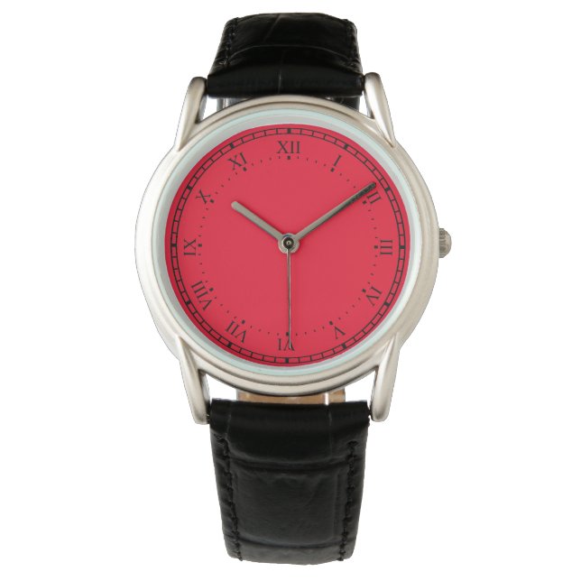Crown Protector Black and Red Leather Watch (Front)