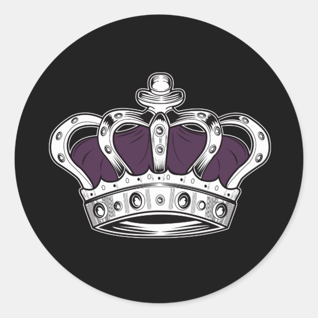 Crown - Purple   Classic Round Sticker (Front)