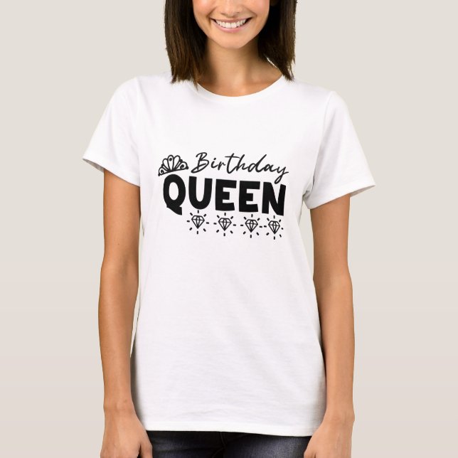 Crown, Queen Birthday, Birthday Queen T-Shirt (Front)