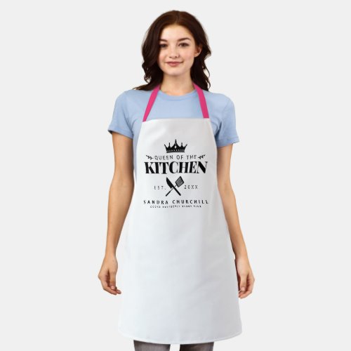 Crown Queen of The Kitchen Lady Chef Personalized Apron