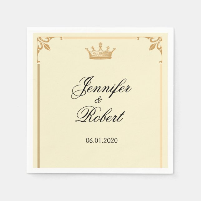 Crown Regency in Gold and Ivory Paper Napkins (Front)