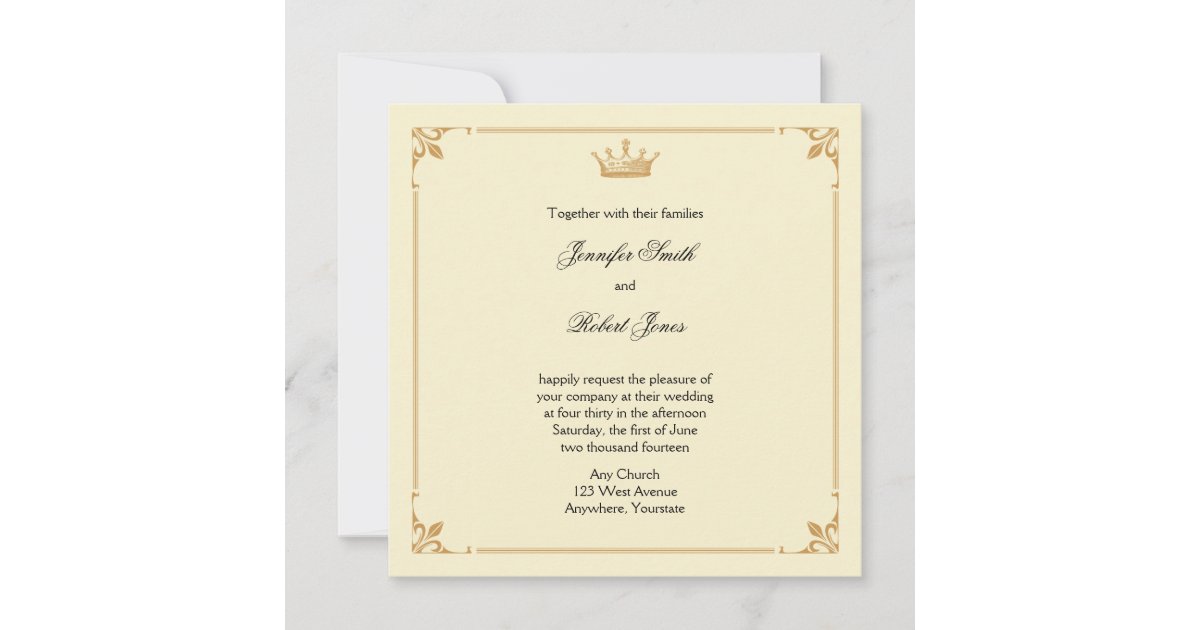 Chic Cream & Gold Tone Wedding Envelope Seal, Zazzle