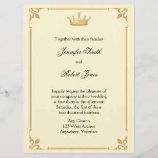 Crown Regency in Gold and Ivory Wedding Invitation