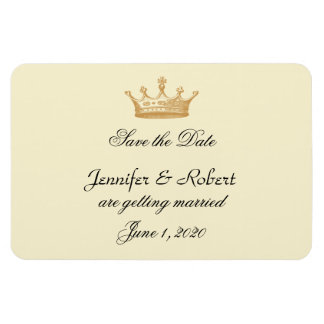 Crown Regency in Gold Ivory Wedding Save the Date Magnet