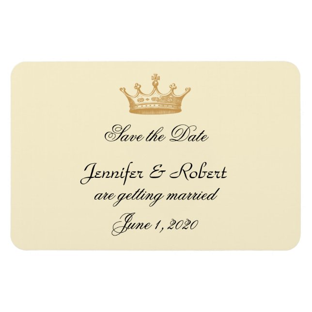 Crown Regency in Gold Ivory Wedding Save the Date Magnet (Horizontal)